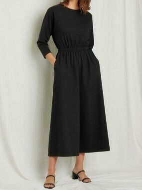 BLACK CRANE Wide Leg Culotte Jumpsuit, Black, XS